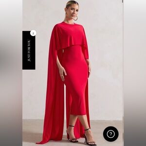 Club L London Elegant Red Cape Dress